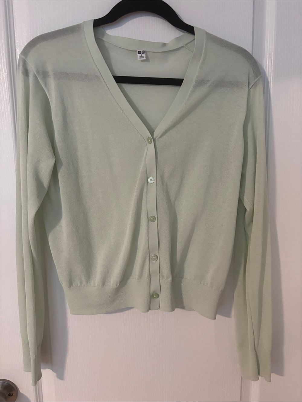 Uniqlo Pale Mint V-Neck Button Cardigan